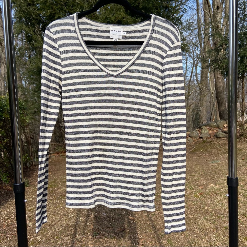 Anthropologie sparkly v-neck long sleeve tee